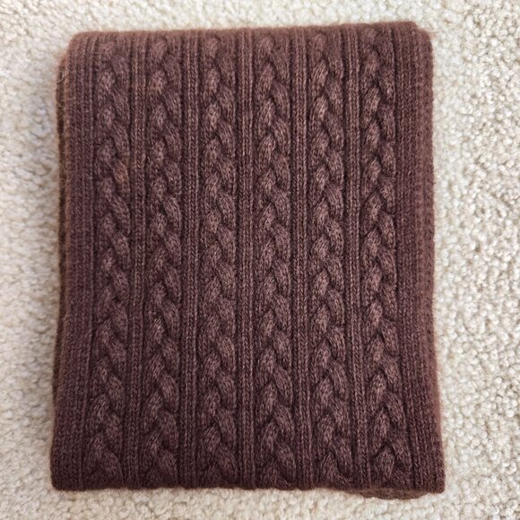 Brown Cashmere Cable Knit Scarf - Picture 9 of 15